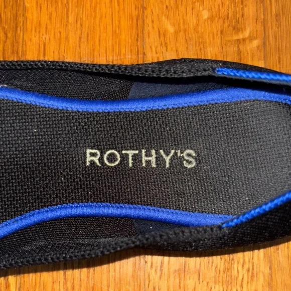 Rothy's Women's Black Loafers with Blue Trim-Size 9 - Picture 2 of 6